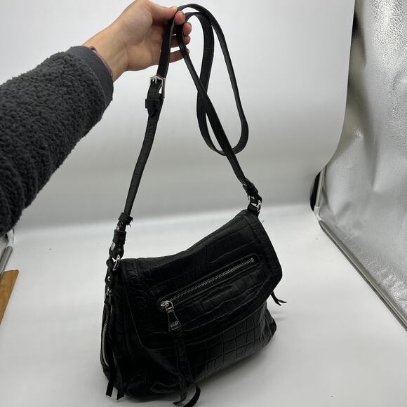 Aimee Kestenberg Leather Shoulder Bag Black Croco - Picture 13 of 15